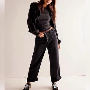 Free People Black Boyfriend Jeans